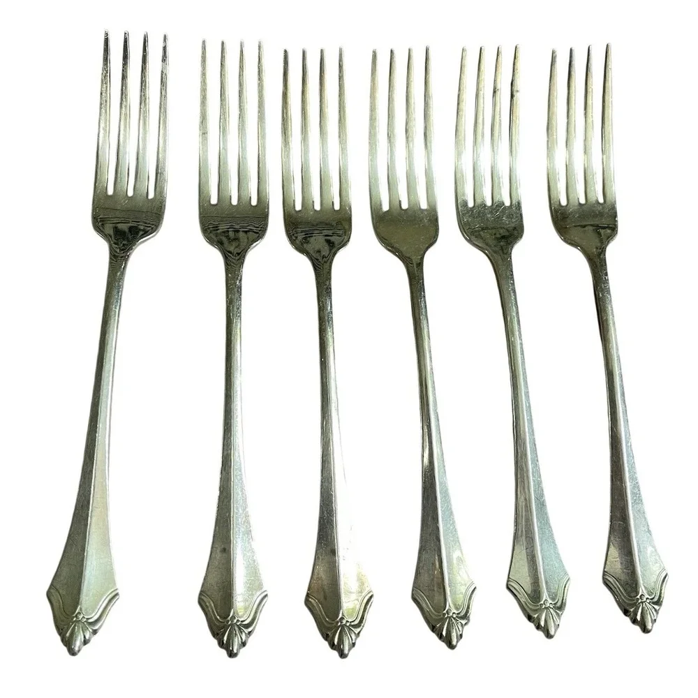 Vintage 6 Oneida Heirloom Community Belcourt Silverplate‎ Dinner Forks Set